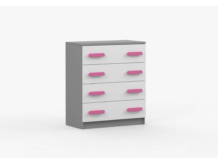 Kommode JONAS II 02 80 cm Grau Weiß Rosa