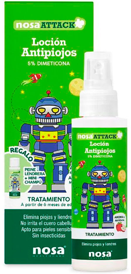 Nosa Attack loción antipiojos dimeticona manzana 100 ml