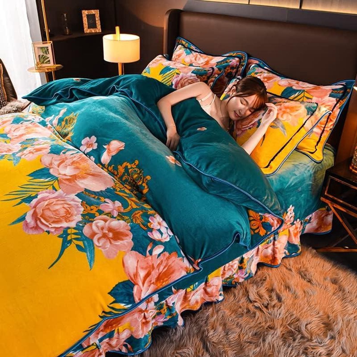 Kingsize Fleece Bedset - Wit Dekbedovertrek Set van Zacht Koraal Fluweel