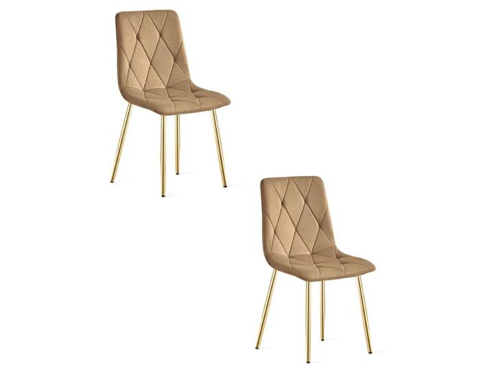 Lot de 2 chaises Libra en velours marron et pieds or