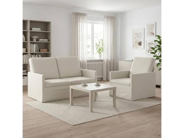Sofa-Set 2 pcs Creme Samt Metallrahmen Kissenrücken-Design,Schaum-Faser-Füllung,Innenbereich,Wohnzimmer,Arbeitszimmer