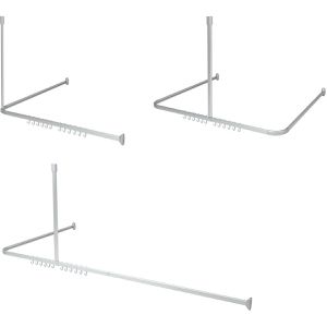 Sealskin Duschvorhangstange Easy Roll Komplett-Set, L-Form & U-Form in verschiedenen Maßen, silber