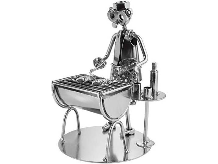 BRUBAKER Schroef Man Barbecue Grill - Grill Master Vis - Handgemaakte IJzer Figuur Metal Man - Metal Figure Gift Idee voor Koks en Grillers