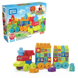Mega Bloks ABC Lernzug (60 Teile), Steck-Bausteine, Bauklötze, Lernspielzeug