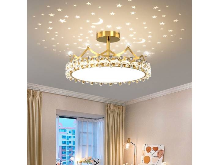 Moderne cristal couronne LED plafond lustre lumières enfants filles chambre étude salon chambre d'enfant lampe pendante décoration de la maison
