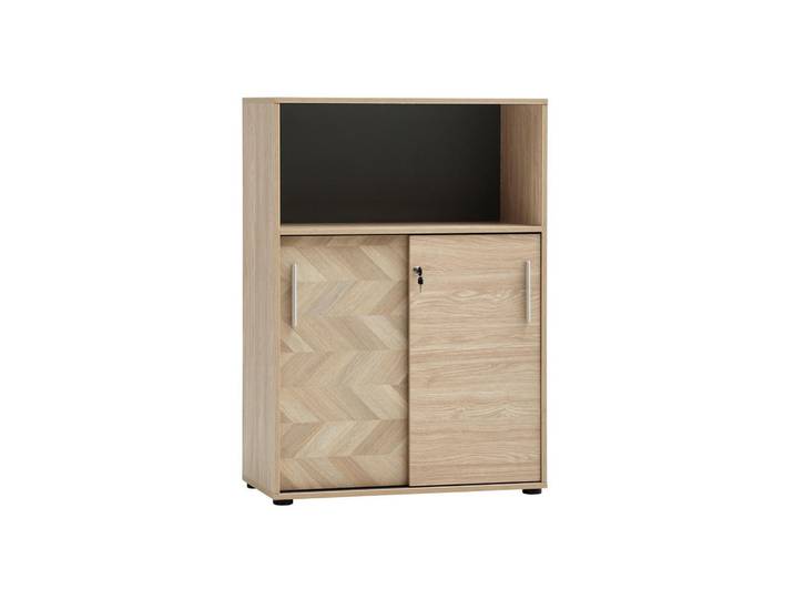 Mid.you Aktenschrank Arezzo, Eichefarben, 3 Fächer, 80.1x113.4x38.2 cm, Beimöbel erhältlich, abschließbar, Büromöbel, Büroschränke, Aktenschränke