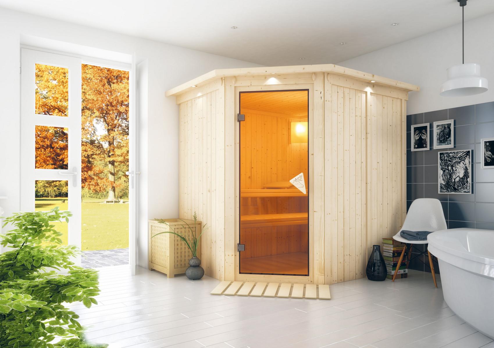 KARIBUHOLZT Sauna Lilja Eck o. Zub. bronz.GGT u. DK 08288748