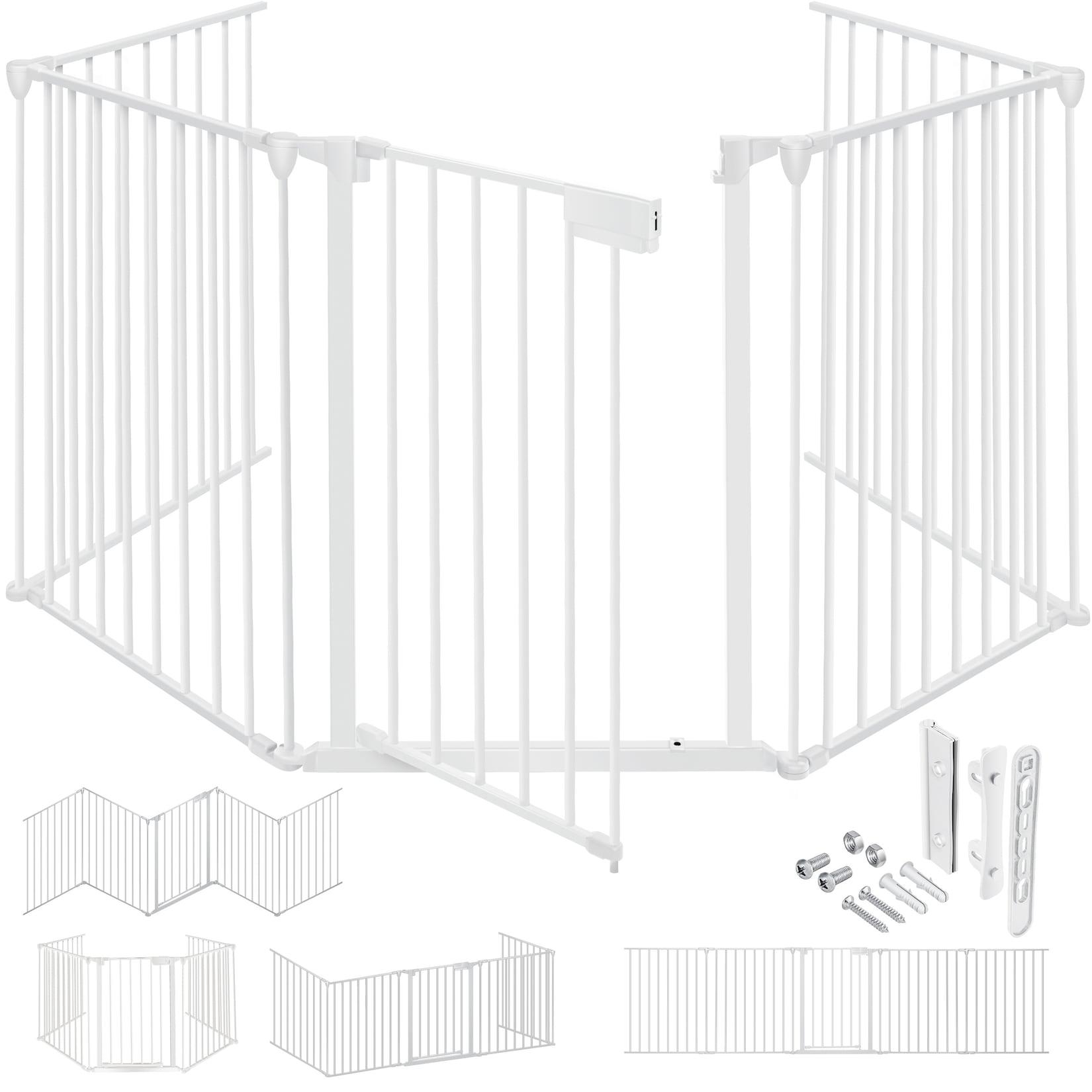 KESSER® Kaminschutzgitter mit Tür Metall Ofenschutzgitter Laufgitter Laufstall Absperrgitter Tierschutzgitter Türschutzgitter für Kinder-Sicherung