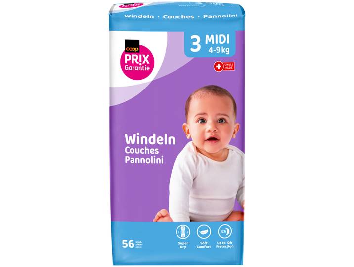 Prix Garantie Baby Windeln Midi Grösse 3 4-9 kg 56 Stück