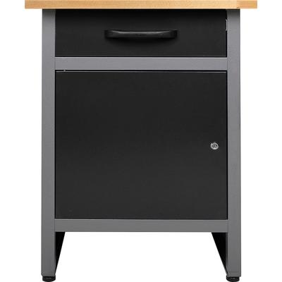 Werkbank ONDIS24 "Wolle", schwarz (schwarz, anthrazit), B:60cm H:85cm T:60cm, Edelstahl, Werkbänke, Tür mit Sicherheitsschloss