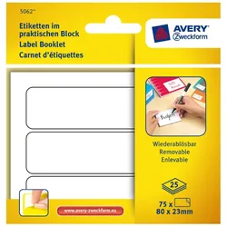 Avery Zweckform Etiketten im Block 80x23mm Wiederablösbar 75x Stück