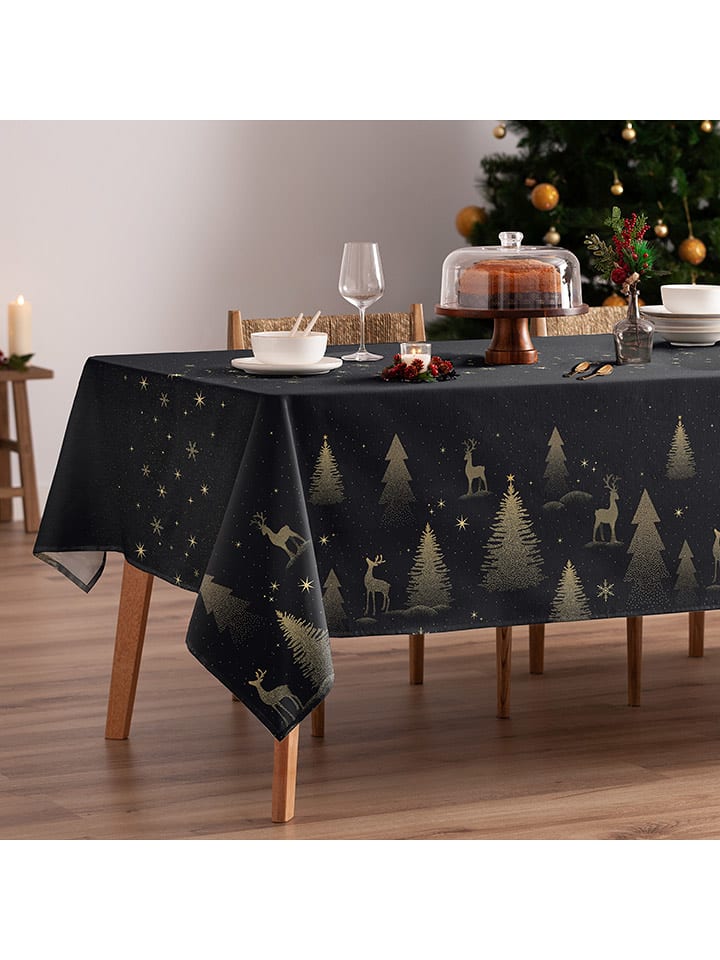 mint Deco Tischdecke "Christmas Comet" in Dunkelblau - 155x200 cm