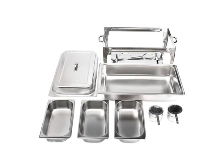 9L Faltbarer Behälter, Speisenwärmer, Rechteckiger Chafing Dish, Komplettes Buffet-Catering, Edelstahl, Quadratisches Buffet-Herd-Geschirr-Set Langanhaltende WäRme