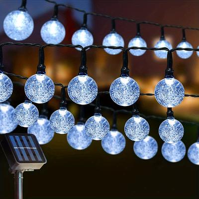 Friendly Fresh Finds Crystal Globe Solar String Lights LED, Lighting Modes, Solar Powered Outdoor Lights For Halloween & Christmas. white 7m 23ft