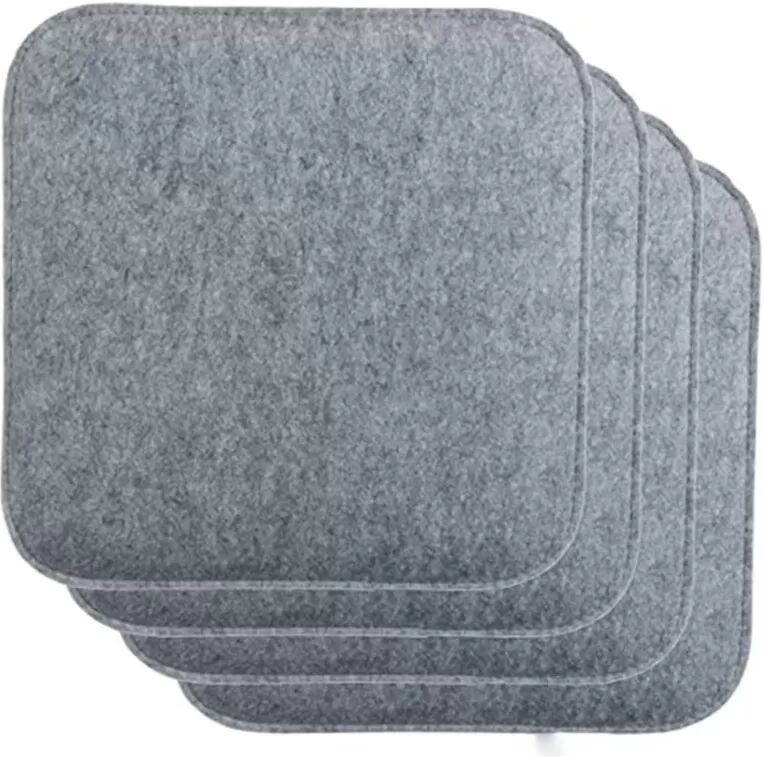 INF Ensemble de 4 coussins de chaise en feutre - Coussins en mousse à mémoire de forme pour chaises de café et de restaurant Gris