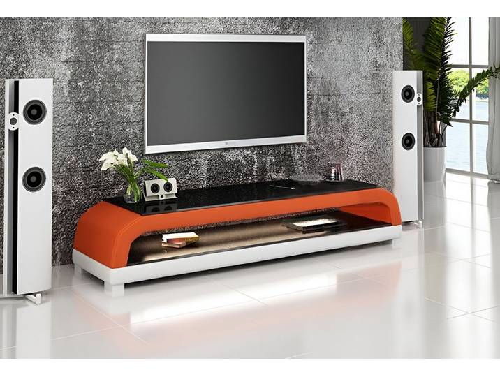 Xlmoebel Sideboard Fernsehschrank aus Leder und Glas mit Stauraum und elegantem Design (RTV Fernsehschrank Modell  TV 6108), Hergestellt in Europa