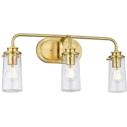 Wandleuchte Wandlampe Glaslampe Bad Feuchtraum IP44 messing 3x E27 B 60,3 cm