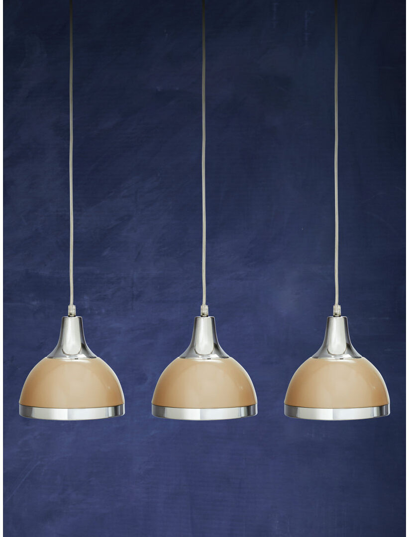 August Grove Elnora 3 - Light Chrome Kitchen Island Pendant Clay 21cm H X 58cm W X 18cm D
