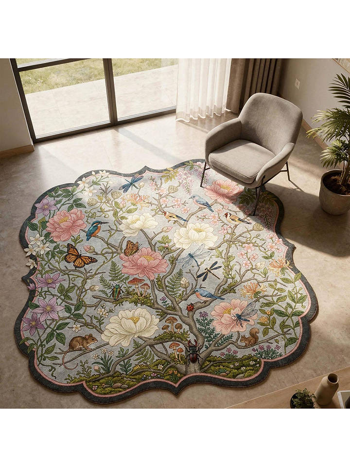Conceptum Hypnose Kurzflor-Teppich in Rosa/ Blau/ Grün - 80x80 cm