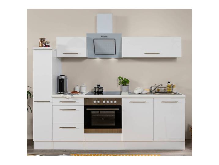 Cuisine Amanda I 240cm Blanc/Blanc brillant/Blanc