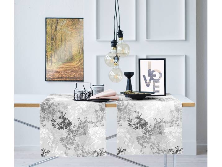 Chemin de table Automne type D 48 x 0 x 140cm Gris/Gris