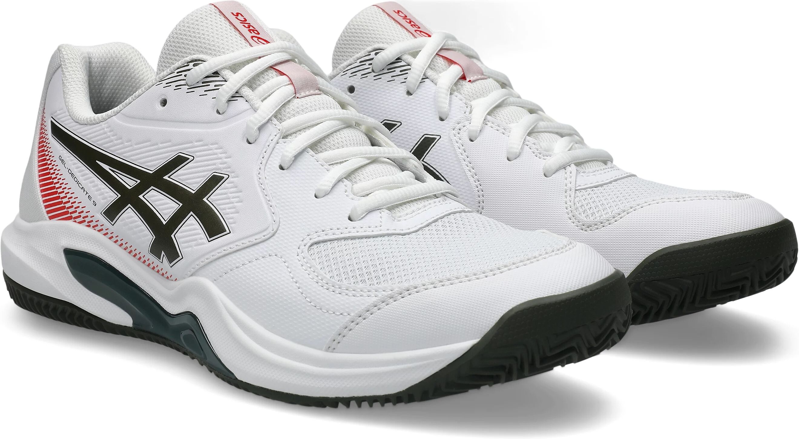 Tennisschuh ASICS "GEL-DEDICATE 9 CLAY", Herren, Gr. 44,5, weiß (weiß, vintage khaki), Synthetik, Schuhe Tennisschuh, Sandplatzschuhe für Ascheplätze