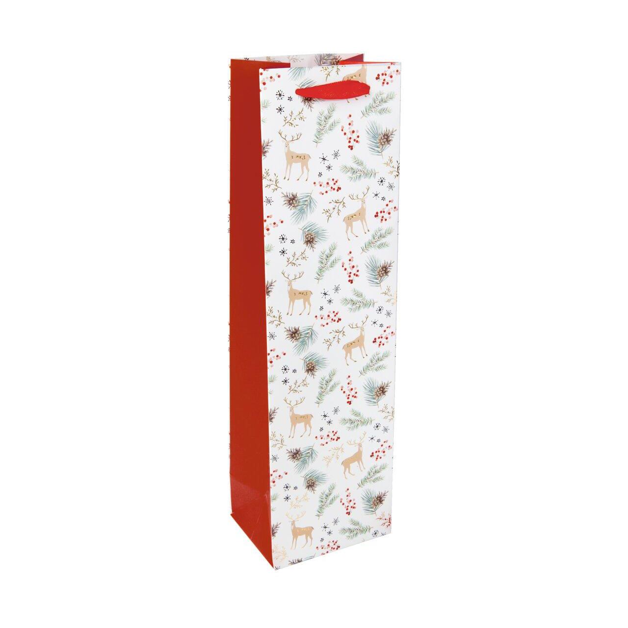 SIGEL Geschenktüten für Flaschen Christmas motifs watercolor Large rot/weiß 10,0 x 35,0 cm, 5 St.