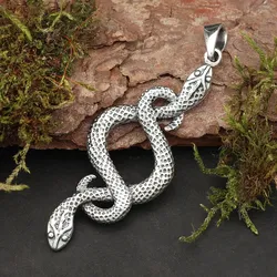 Drachensilber Zwei Schlangen Schmuck 925 Silber Kettenanhänger - Silber