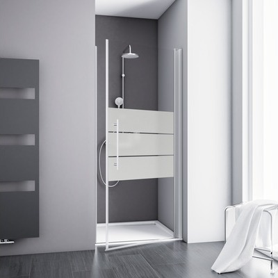 Duschtür in Nische mit Drehtür SCHULTE Alexa Style 2.0 ExpressPlus 90 cm Profil aluminium Glasdekor Depoli Light