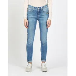 Relax-fit-Jeans GANG "94AMELIE", Damen, Gr. 28, N-Gr, blau (azure blau), Denim/Jeans, Obermaterial: 90% Baumwolle, 6% Polyester, 4% Elasthan, bequem lang, Jeans, mit doppelter rechter Gesäßtasche
