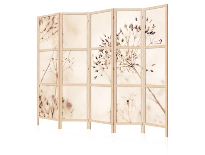 LUMASOUL Japanische Trennwand Paravent Raumteiler 225x172 cm Natur 5 teilig Dekorativ, Shoji-Stil, faltbar, freistehend, als Sichtschutz für Wohnräume