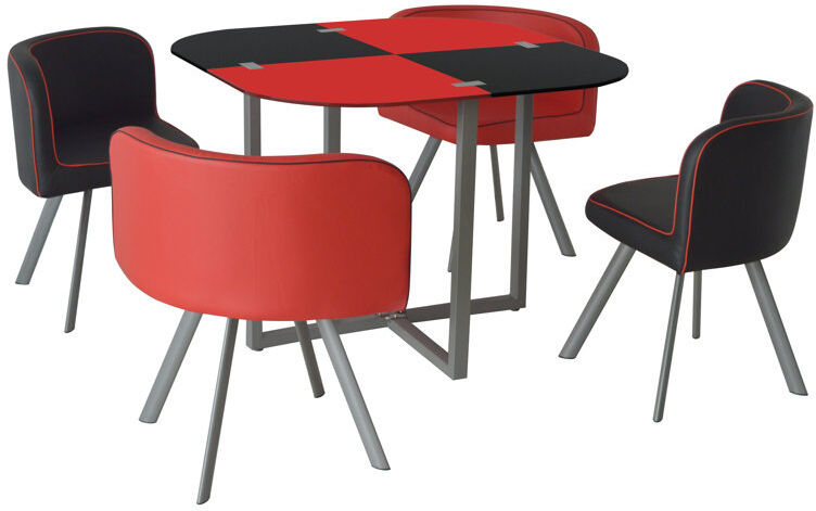 Wade Logan Rowlands 4 -Person Dining Set Red/Black 4