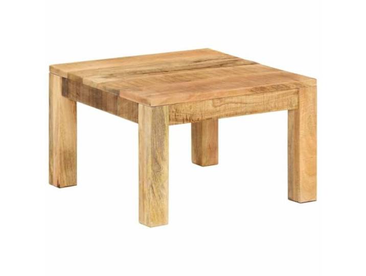 HEFZGDB Massivholz Couchtisch 55x55x35 cm Quadratischer Beistelltisch aus Mangoholz mit Robuster Rahmen und Stablier Tischplatte für Wohnzimmer Landhaus-Stil Dekoration