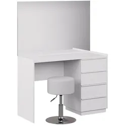 Vicco, Schminktisch, Schminktisch Viktoria, Weiss, 110 cm mit Spiegel & Hocker (110 x 45 x 77.20 cm)