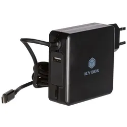 Icy Box IB-PS101-PD Universal Notebook Netzteil USB-C 90W 1,8m Kabel (90 W), Notebook Netzteil, Schwarz