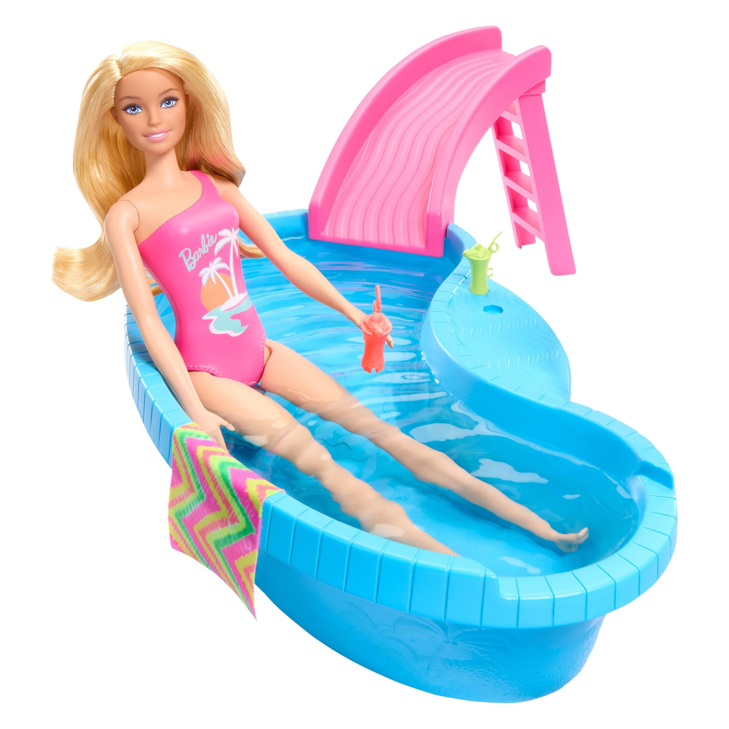 Barbie Pool mit Puppe blond - Spielset (HRJ74)