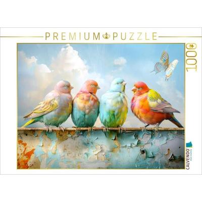 CALVENDO Puzzle Fantasievögel in leuchtenden Farben | 1000 Teile Lege-Größe 64x48cm Foto-Puzzle für glückliche Stunden