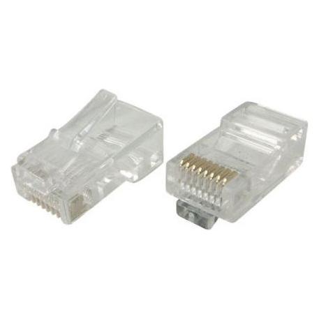 Tecline Modularstecker für Rundkabel, ungeschirmt, 8P8C (RJ45), VE: 10 RJ45 Stecker für Patchkabel (Netzwerkkabel Stecker) (39908015)