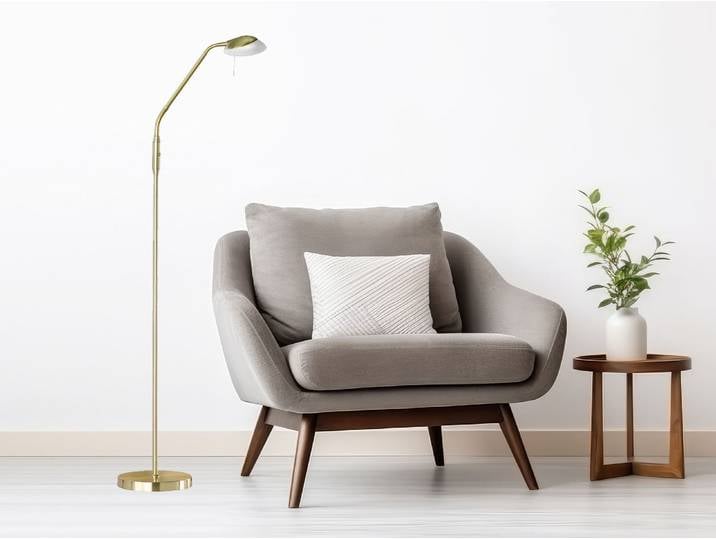 LED Lampadaire Liseuse en laiton avec abat-jour en verre - dimmable - 160cm de haut
