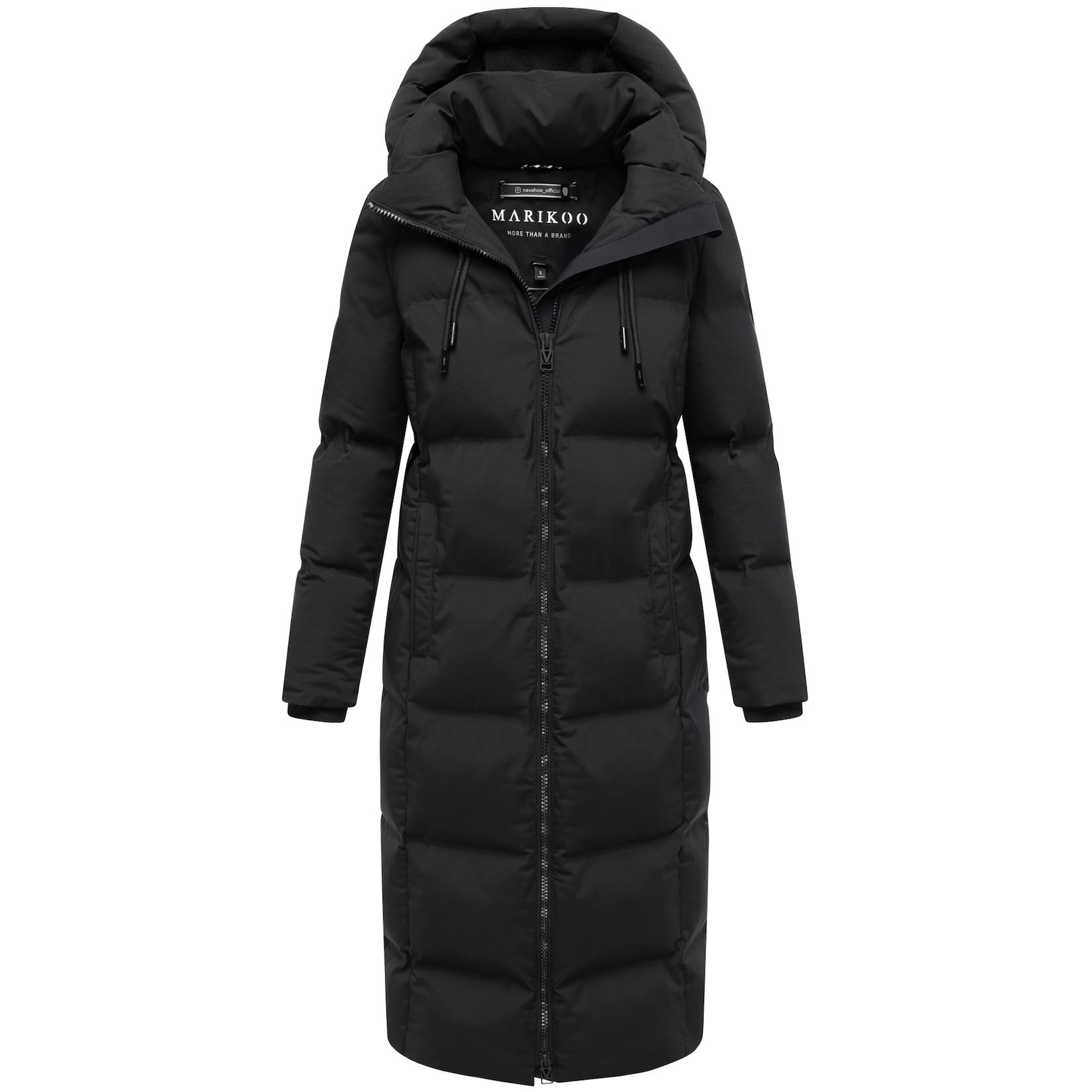 MARIKOO Damen Winter Steppmantel langer Parka, warm gefüttert, vegan, winddicht, wasserabweisend, Mantel mit Kapuze Tikoraa