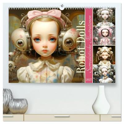 Roboter Puppen. Surrealistische Illustrationen (hochwertiger Premium Wandkalender 2027 DIN A2 quer), Kunstdruck in Hochglanz
