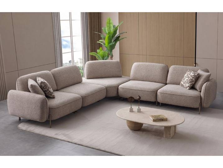 JVmoebel Ecksofa Designer Modulsofa Eckgarnitur weich gepolstert grau, 1 Teile, Made in Europa