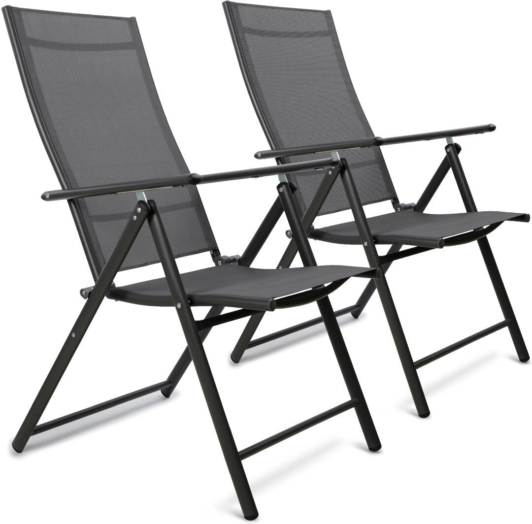17 Stories Moheez Folding Garden Chairs with 7 Reclining Positions Grey 106cm H X 58cm W X 69cm D