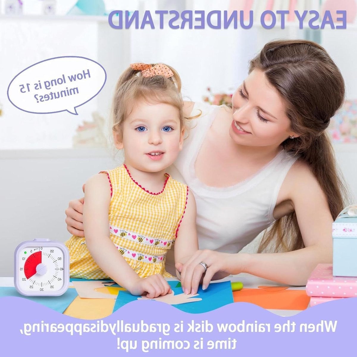 Visuele Kinder Timer met 3 Instellingen - Paars en Multicolor