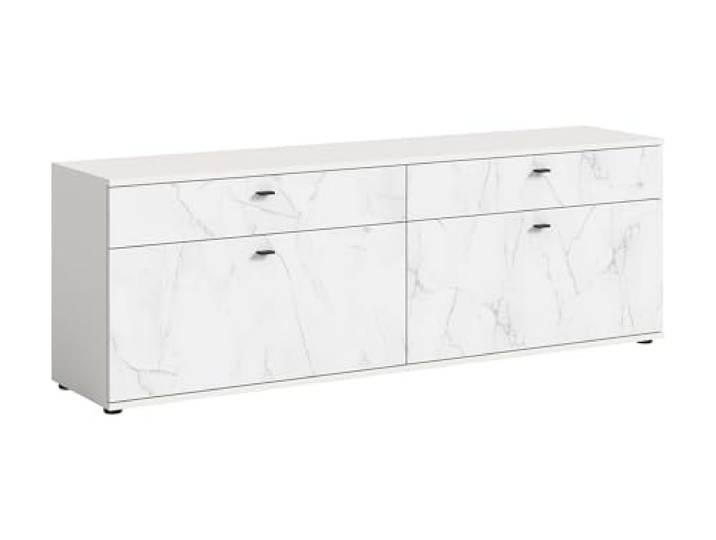 Newroom Kommode Weiß Marmoroptik Sideboard Schubladen Wohnzimmer Flur