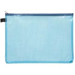 FolderSys Kleinkrambeutel A6 transparent blau mit farbigem Reißverschluss