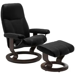 Stressless Sessel mit Hocker Consul Classic Leder Schwarz Batick Black M (Medium)