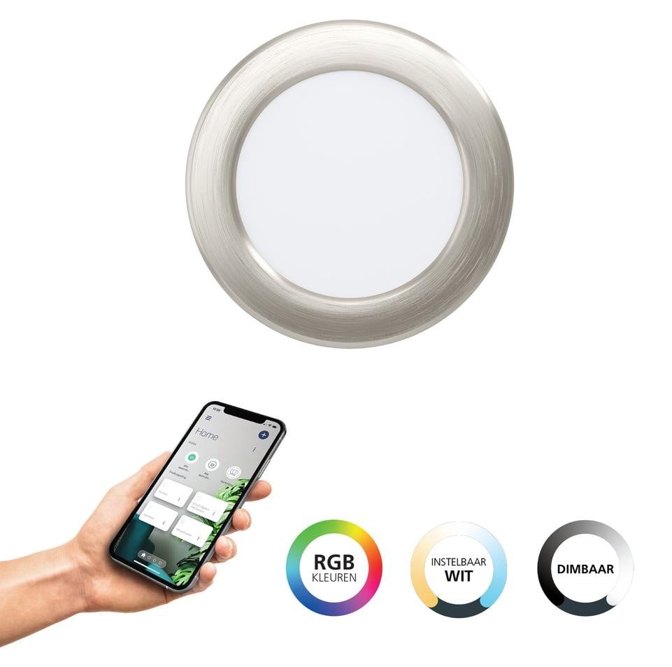Eglo Fueva 6-Z Zigbee inbouw lamp IP44 rvs Ø 12cm