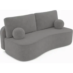 BETTSOFA ROTONDO Grau Bucle-Stoff mit Schlaffunktion
