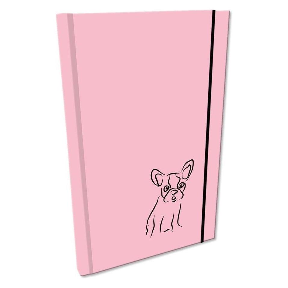 Bee-bee A5-Notizbuch mit glattem Radiergummi Soft Touch Pink Bulldog (A5, Weicher Einband) (54607415)